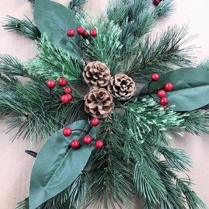 Lighted Faux Greenery Snowflake Holiday Accent